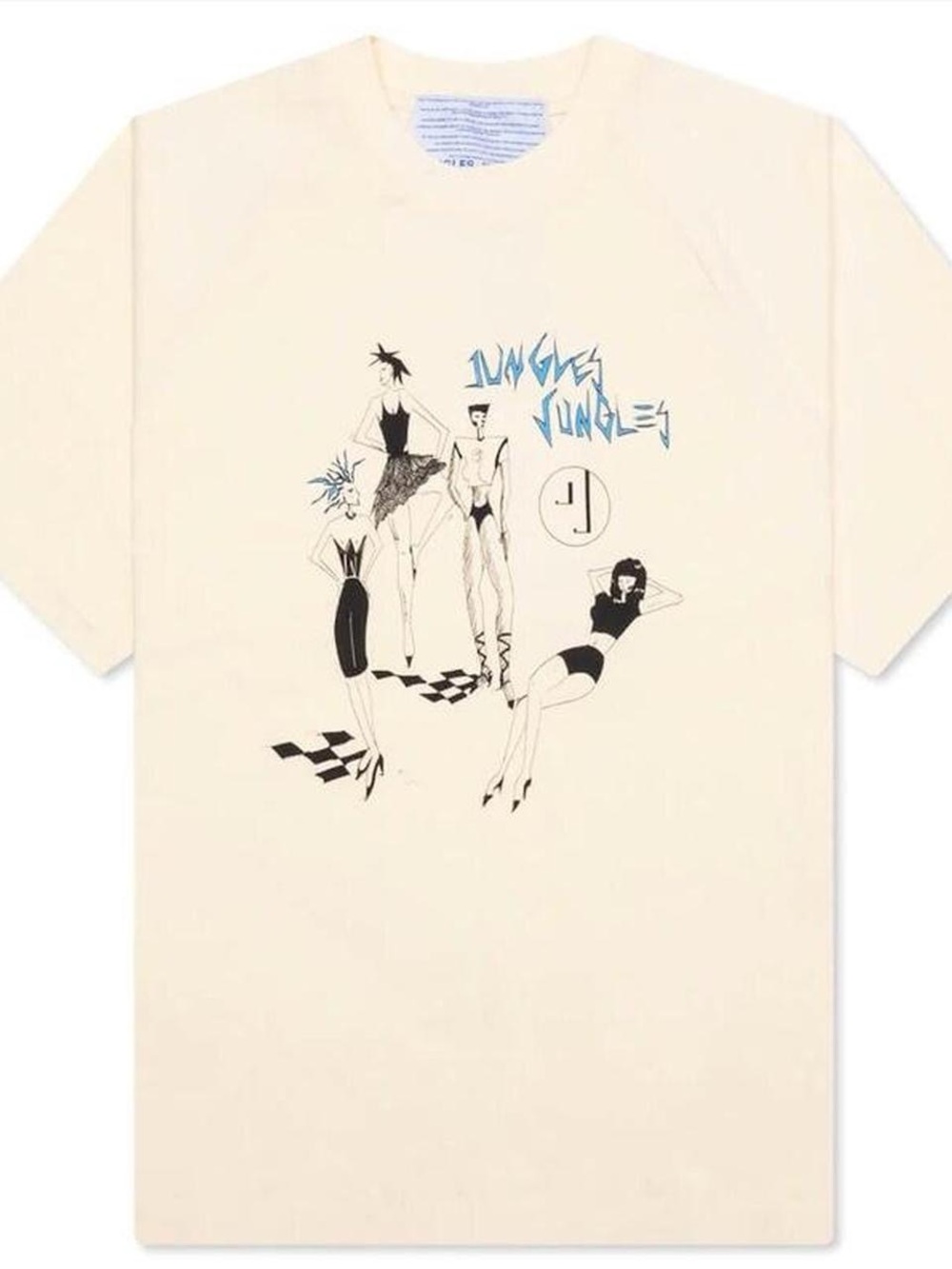 Cream Graphic Short-Sleeve Tee with Stylized Figure Print